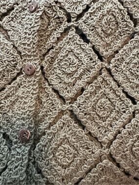 Bobeau Crochet Cardigan Boho Granny Square Open Knit Sweater Medium